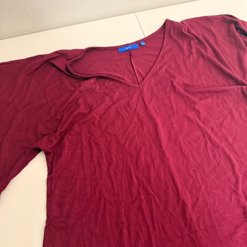 Apt. 9 Womens Burgundy Studded Flutter Sleeve V-Neck Dress Large RN73277